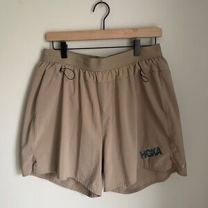 Hoka Tan Athletic Shorts